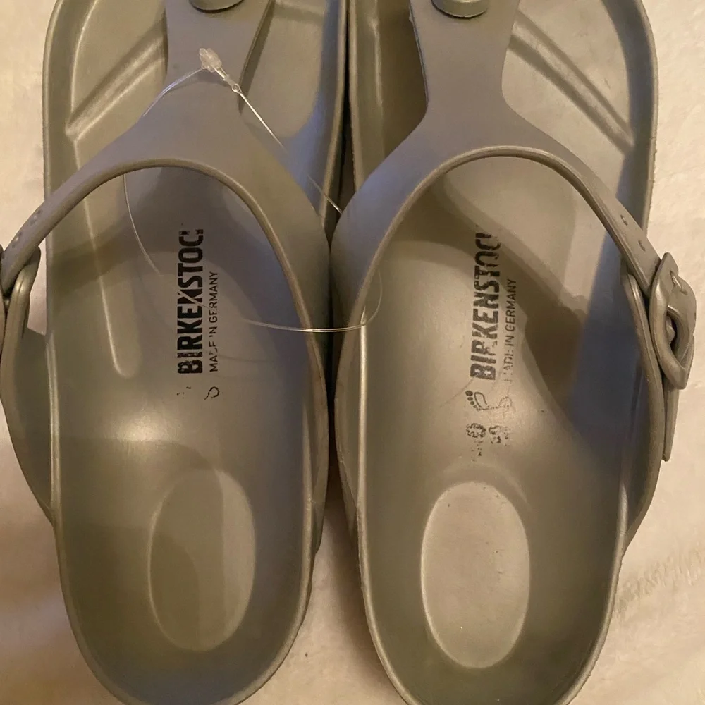 Birkenstock Light Gray Slide Sandals - Picture 2 of 5